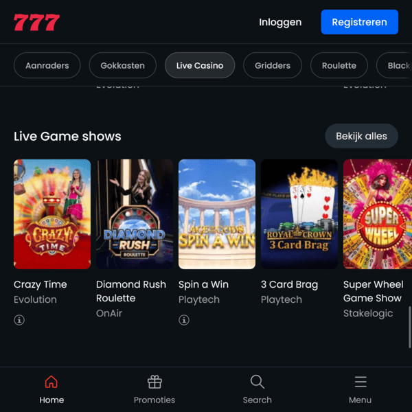 Live Poker bij 777 casino