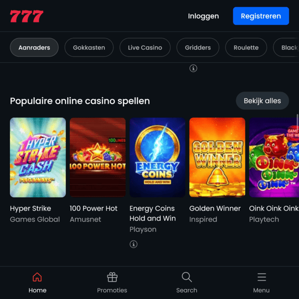 Top online casinospellen 777