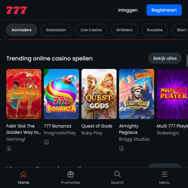 Populaire spellen bij 777 casino